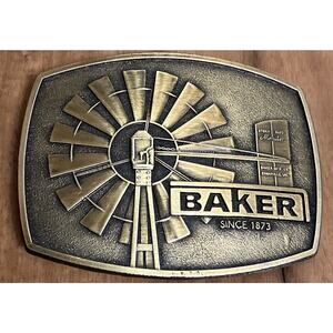 NEW Baker Manufacturing Evansville WI Storm Safe Monitor 80s Vintage Belt Buckle